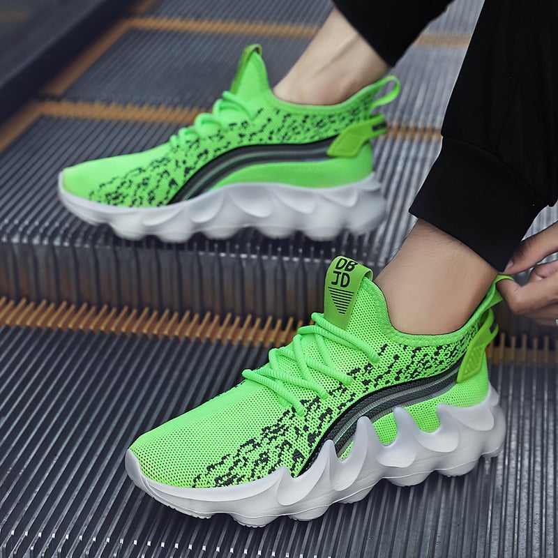 Pantofi de alergare pentru bărbați, cu partea superioară din plasă, respirabili, talpă MD, branț PU, șireturi