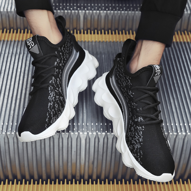 Pantofi de alergare pentru bărbați, cu partea superioară din plasă, respirabili, talpă MD, branț PU, șireturi