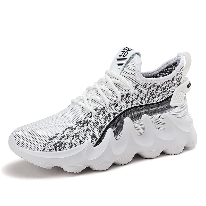Pantofi de alergare pentru bărbați, cu partea superioară din plasă, respirabili, talpă MD, branț PU, șireturi