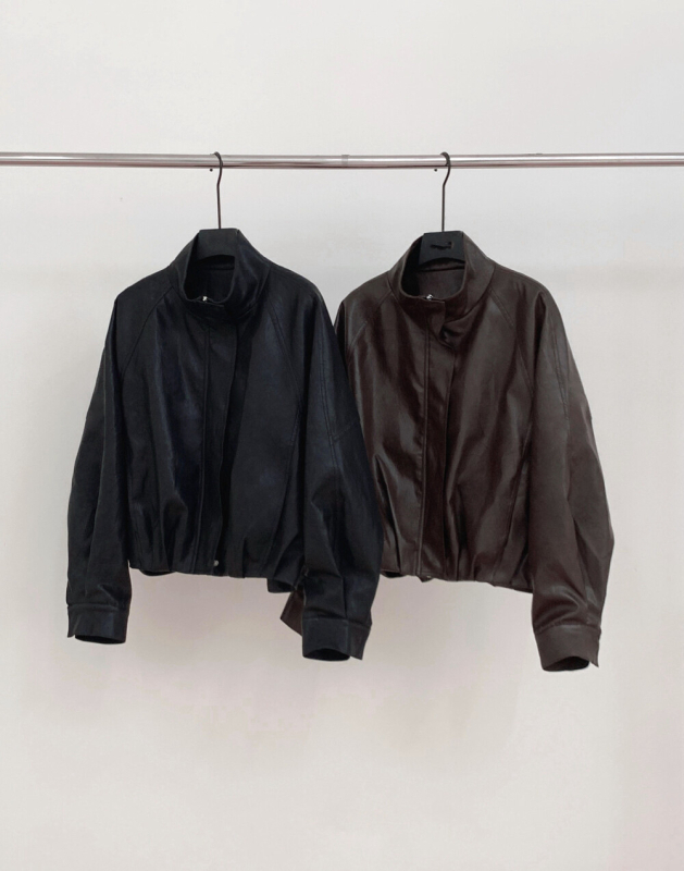 PU imitacijska kožna moto jakna, dugi rukavi, ovratnik lapel, prednji zip, jesen 2025