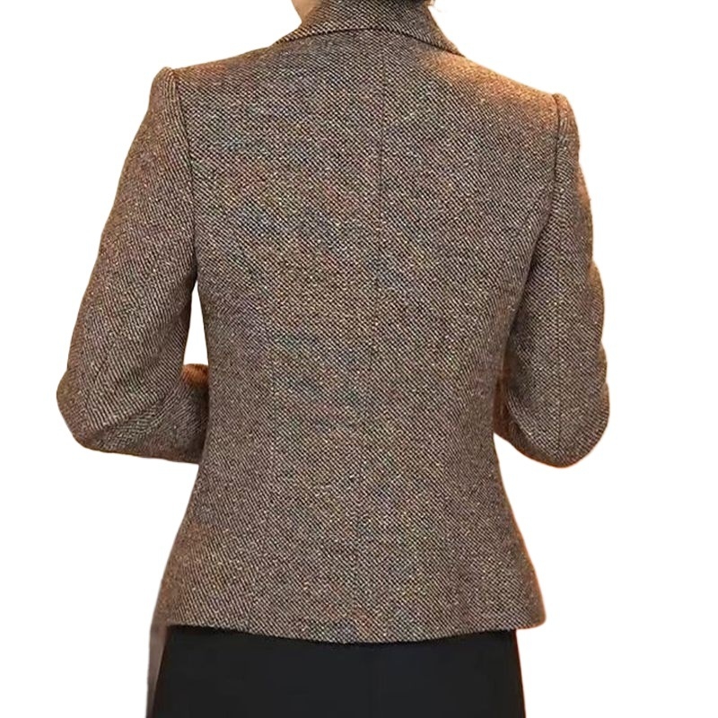 Дамски малък костюм: късо сако с поло яка, без ръкави, Chenille плат, еластан 80–90%, единично закопчаване