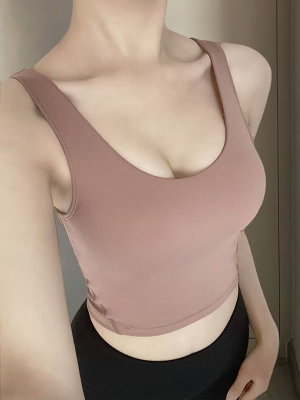 luludaring Ženski sportski grudnjak za yogu s U-krmom leđa i uklonjivim jastučićima – brzo sušenje najlona, kratak kroj