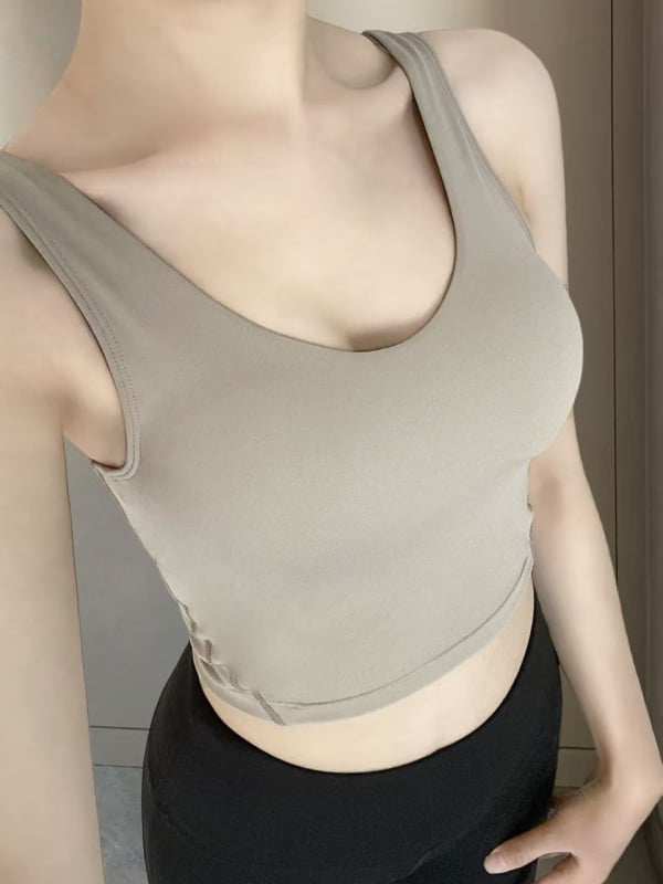 luludaring Ženski sportski grudnjak za yogu s U-krmom leđa i uklonjivim jastučićima – brzo sušenje najlona, kratak kroj