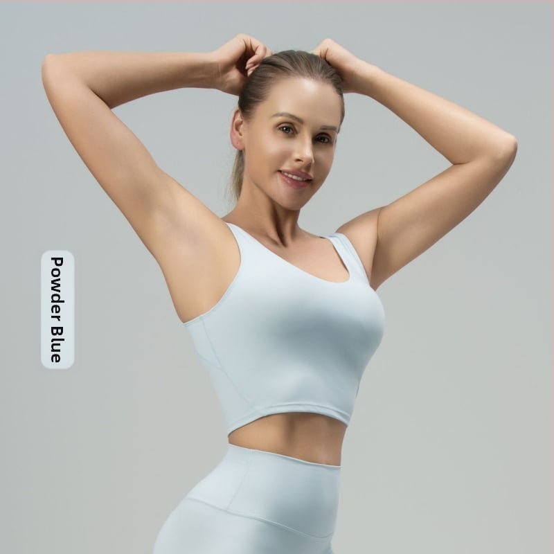 luludaring Ženski sportski grudnjak za yogu s U-krmom leđa i uklonjivim jastučićima – brzo sušenje najlona, kratak kroj