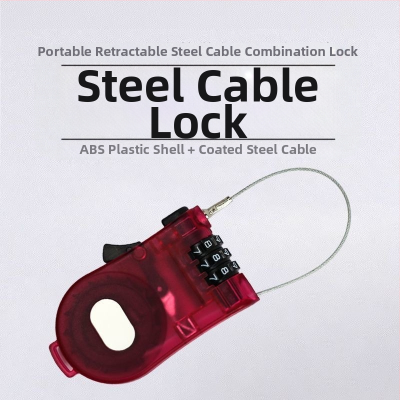 3-znamenkasti zaključavanje s parolom od ABS plastike za kovčege, kolica i kacige, s teleskopskim čeličnim sajlom