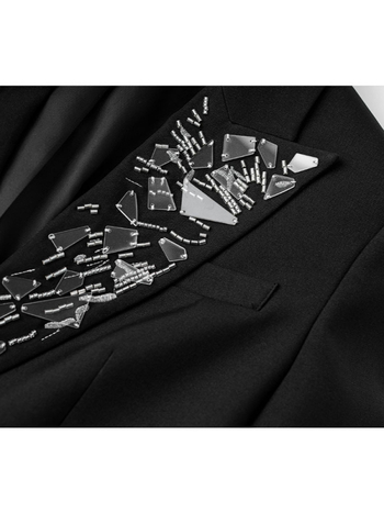 Žensko sako s geometrijskim uzorkom, Regular Fit, ovratnik sakoi, dugi rukavi, jednobuttono kopčanje, poliester