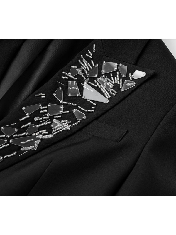 Žensko sako s geometrijskim uzorkom, Regular Fit, ovratnik sakoi, dugi rukavi, jednobuttono kopčanje, poliester