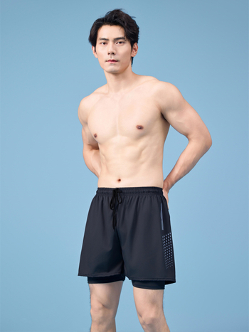 Muške plivačke šorceve s dvostrukim slojem i brzim sušenjem, od poliestera s podlogom od poliestera, 180 g/m²