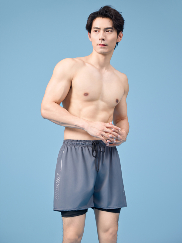 Muške plivačke šorceve s dvostrukim slojem i brzim sušenjem, od poliestera s podlogom od poliestera, 180 g/m²