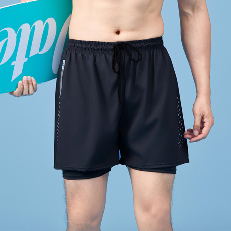 Muške plivačke šorceve s dvostrukim slojem i brzim sušenjem, od poliestera s podlogom od poliestera, 180 g/m²