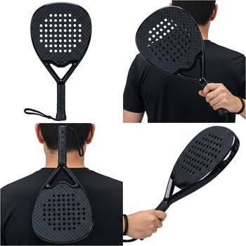 12K karbonska vlakna raketa za Padel/Tenis, oblik kapljice vode, dizajn ploča-mreža, težina 95–100 g, direktan udarac
