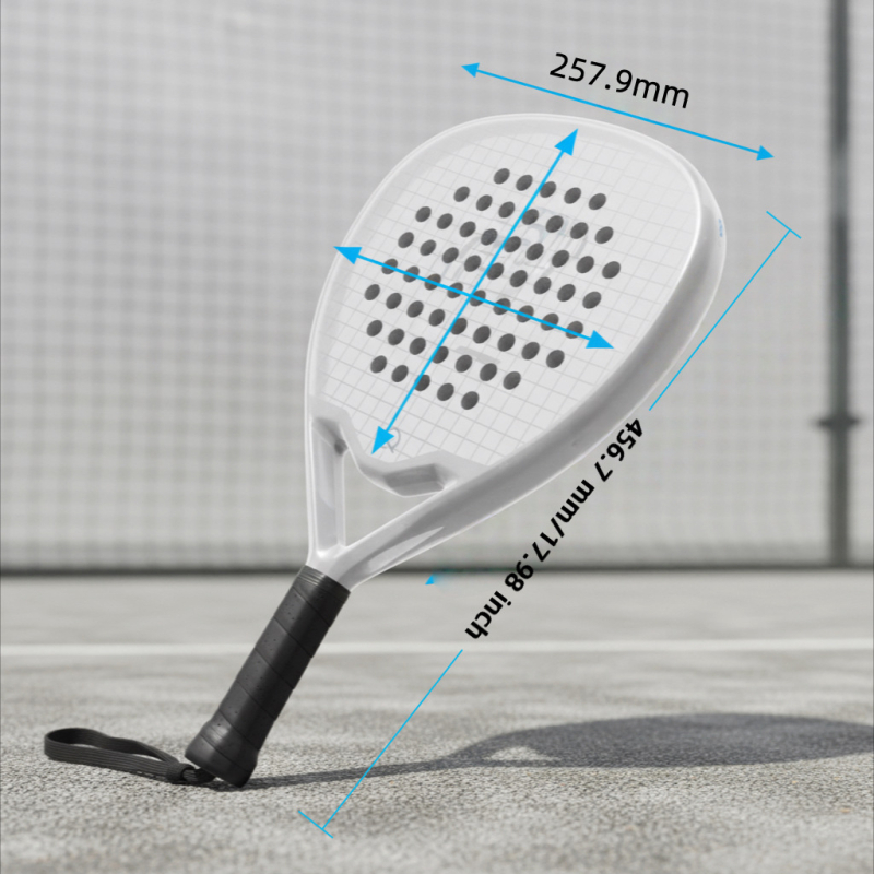 12K karbonska vlakna raketa za Padel/Tenis, oblik kapljice vode, dizajn ploča-mreža, težina 95–100 g, direktan udarac