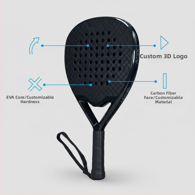 12K karbónová raketa na Padel/Tenis, tvar kvapky vody, dizajn doska-mriežka, hmotnosť 95–100 g, priamy zásah