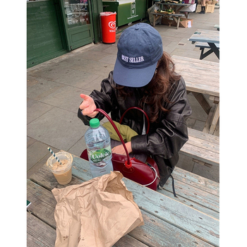 Ženska PU kožna bikerska jakna s polo ovratnikom, širok kroj, dugi raglani rukavi, retro japansko-korejski stil, proljeće 2026