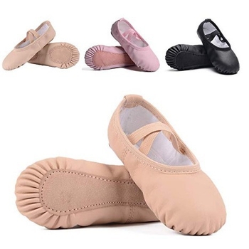 Tánccipő PU bőr felsővel – fűző nélküli, uniszex felnőtteknek, balett és modern tánc, tehénbőr talp