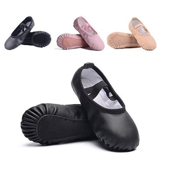 Tánccipő PU bőr felsővel – fűző nélküli, uniszex felnőtteknek, balett és modern tánc, tehénbőr talp