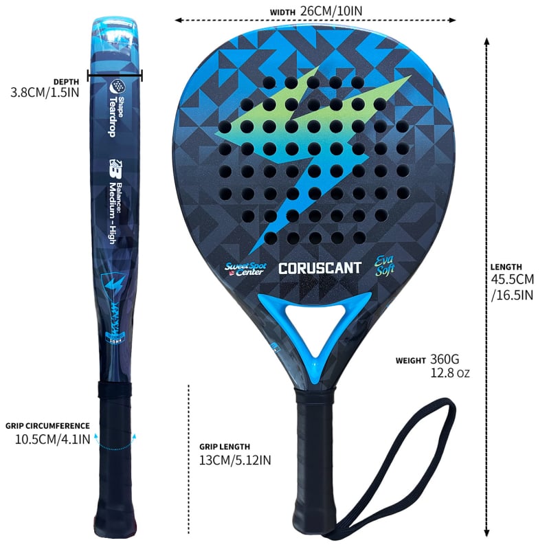 Raketa od karbonskih vlakana za tenis i padel, cage stil, dimenzije 25,5×26 cm, težina 95–100 g, logo moguće prilagoditi, za amatere do naprednih