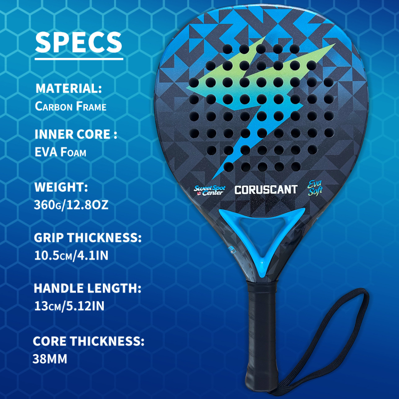Raketa od karbonskih vlakana za tenis i padel, cage stil, dimenzije 25,5×26 cm, težina 95–100 g, logo moguće prilagoditi, za amatere do naprednih