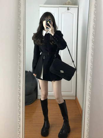 Žensko sako za kostim sa stiskanjem struka, dugi rukav, jednofarbni uzorak, jesen 2024 izdanje