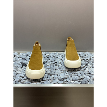 Férfi Chelsea bakancs valódi bőrből, magas szárú casual bakancs ősz-télre, felső nubuk bőrből, meleg rövid plüss bélés