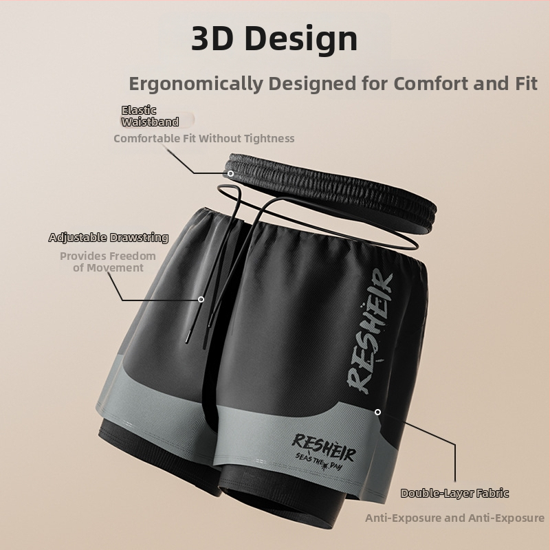 Muške kupaće hlače s dvostrukom slojem, otisak, poliester 92%, podstava poliester 95%, težina 220 g, stil briefs, za plivanje i hodanje u vodi