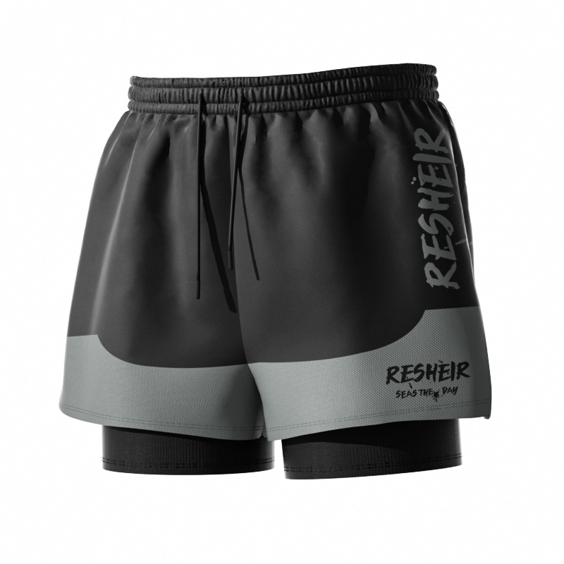 Muške kupaće hlače s dvostrukom slojem, otisak, poliester 92%, podstava poliester 95%, težina 220 g, stil briefs, za plivanje i hodanje u vodi