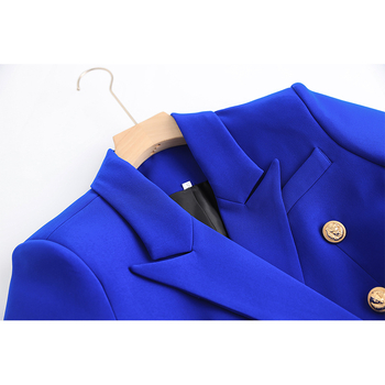 Blazer dama slim cu nasturi dubli – din amestec de bumbac și poliester, guler de sacou, mâneci lungi, model solid