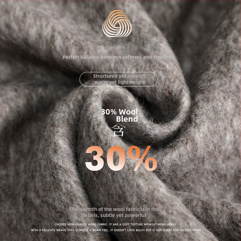 Sacou pentru femei din lână de oaie și poliester, croială slim, închidere cu două nasturi, guler sacou, mâneci lungi