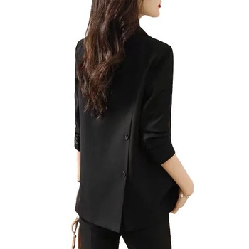 Sacou lejer pentru femei, cu guler de sacou, nasture unic, mâneci lungi, poliester