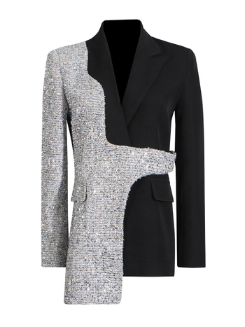 Žensko sako sa slim-fit krojem, patchwork prešivanjem i color-blocking dizajnom, od poliestera, s dugim rukavima