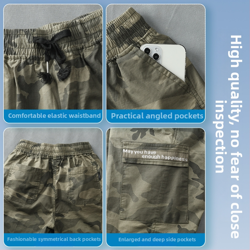 Muške kratke hlače u vojnom stilu, pet džepova, pamuk, široka udobna kroj, ljetna varijanta