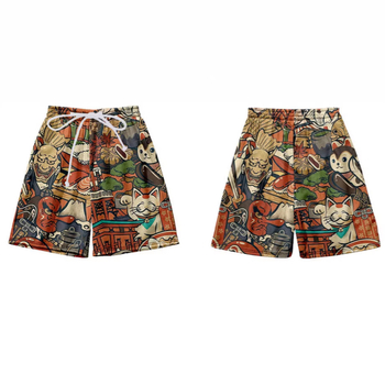 Muške kupaće šorceve, brzo-sušeće, Harajuku stil, 3D otisak vala, poliester s mrežom