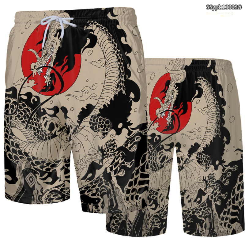 Muške kupaće šorceve, brzo-sušeće, Harajuku stil, 3D otisak vala, poliester s mrežom