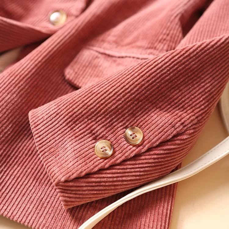 Corduroy casual kratko sako, opuštenog kroja, jedan gumb, standardna duljina (50–65 cm)