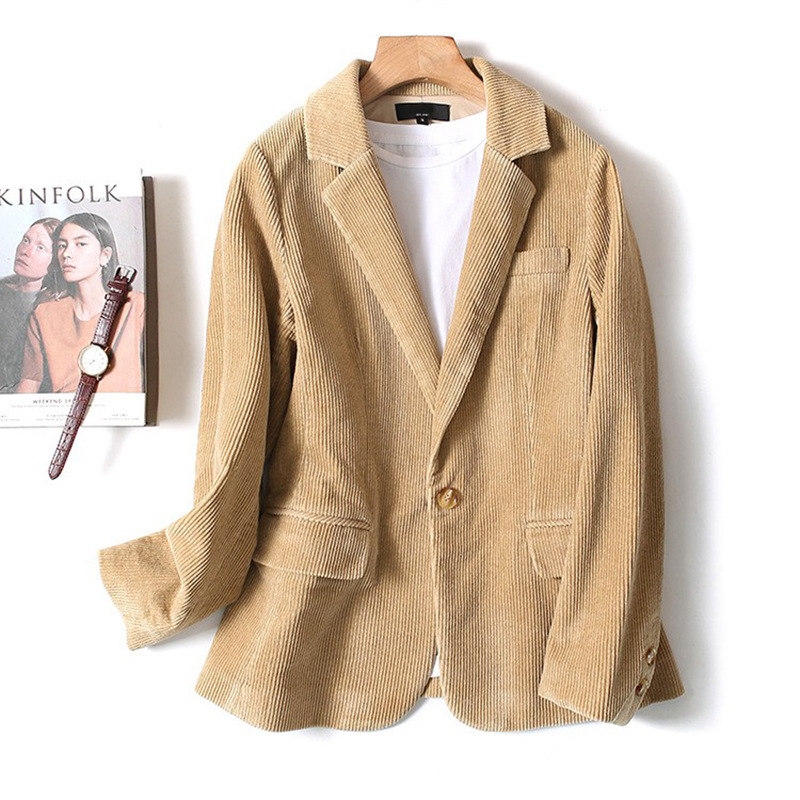 Corduroy casual kratko sako, opuštenog kroja, jedan gumb, standardna duljina (50–65 cm)