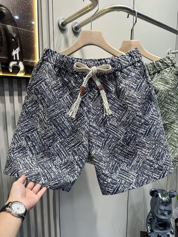 Muške ljetne jacquard šorceve, slobodan kroj, 70% poliesterske smjese, mikroelastičnost, ravni kroj