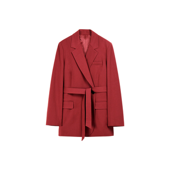 Sacou de damă în stil costum, croială ușoară, guler de sacou, nasturi dubli, mâneci lungi; primăvara 2024; material: fibră regenerată de celuloză, poliester și lână