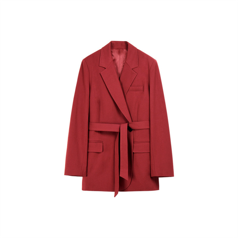 Sacou de damă în stil costum, croială ușoară, guler de sacou, nasturi dubli, mâneci lungi; primăvara 2024; material: fibră regenerată de celuloză, poliester și lână