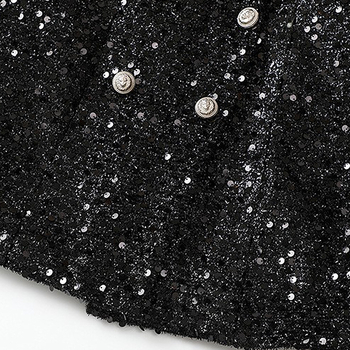 Sacou damă pentru costum, croială slim, lungime medie, poliester, nasturi în dublu rând, guler cu fruct verde