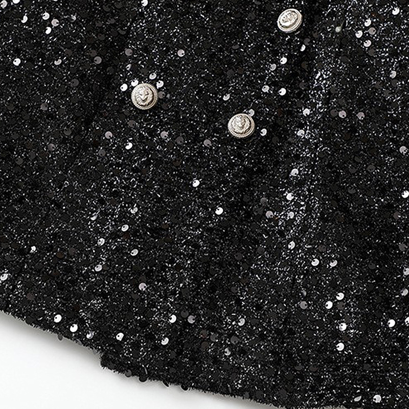 Sacou damă pentru costum, croială slim, lungime medie, poliester, nasturi în dublu rând, guler cu fruct verde