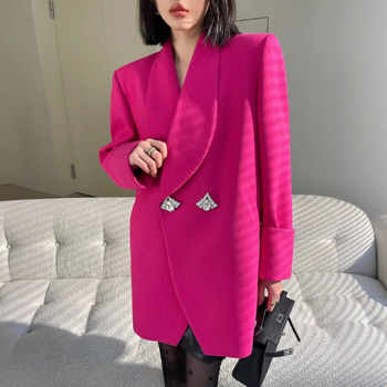 Sacou blazer dama, croială lejeră, lungime medie, rever clasic, poliester