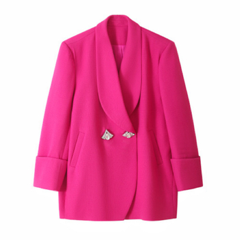 Sacou blazer dama, croială lejeră, lungime medie, rever clasic, poliester