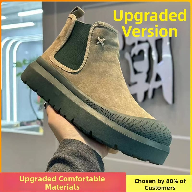 Férfi magas szárú Chelsea csizmák, mű PU felsőrész, műanyag talp, kerek orrú, egyszínű, ősz 2025-ös debütálás