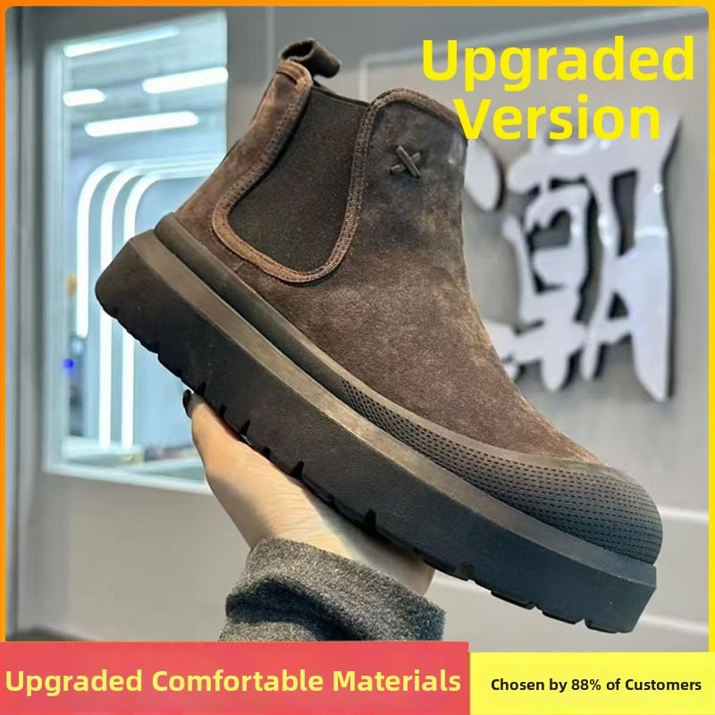 Férfi magas szárú Chelsea csizmák, mű PU felsőrész, műanyag talp, kerek orrú, egyszínű, ősz 2025-ös debütálás