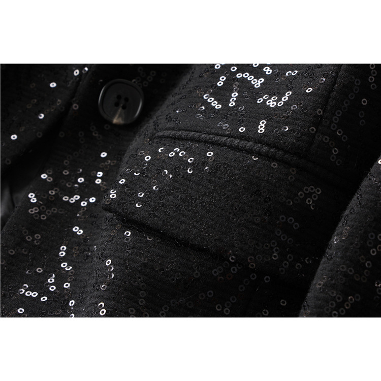 Costum mic pentru femei, nasture simplu, mânecă lungă, guler sacou, poliester.