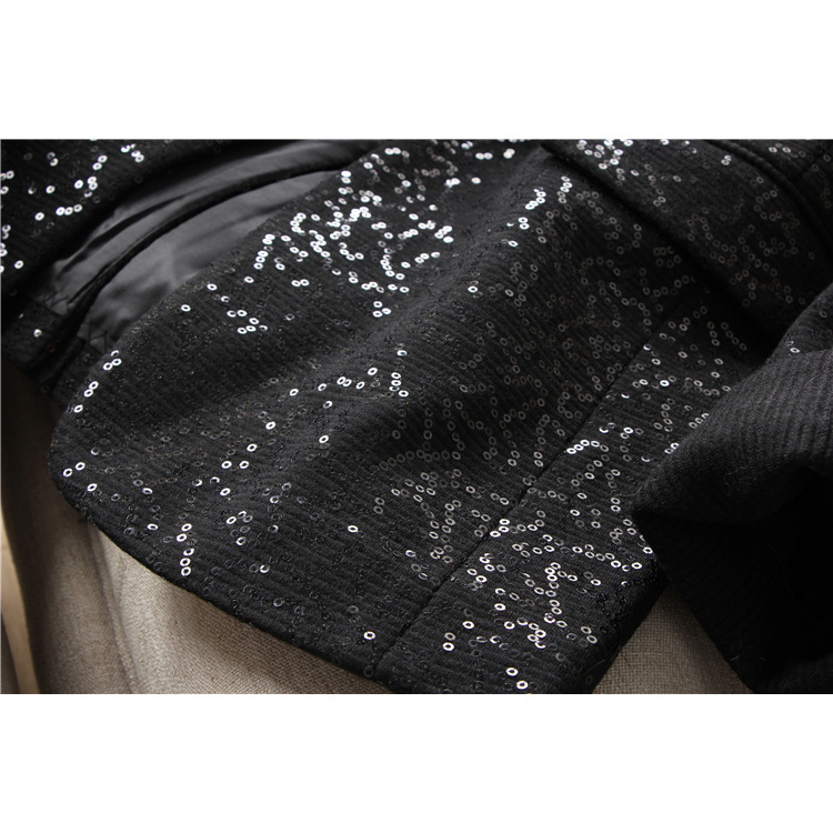 Costum mic pentru femei, nasture simplu, mânecă lungă, guler sacou, poliester.