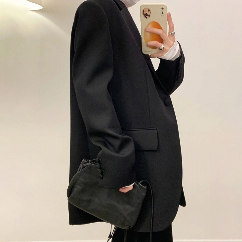 Sacou feminin din lână, croi drept, model monocrom, guler de sacou, mâneci lungi