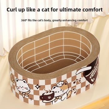 Πίνακας γρατσουνίσματος για γάτες με ενσωματωμένο κρεβάτι, από κυματοειδές χαρτί, μάρκα 7o, μοντέλο QW10309, απλό στυλ