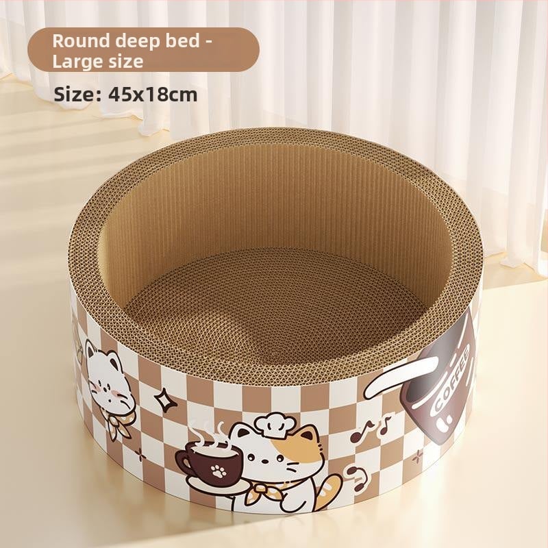 Πίνακας γρατσουνίσματος για γάτες με ενσωματωμένο κρεβάτι, από κυματοειδές χαρτί, μάρκα 7o, μοντέλο QW10309, απλό στυλ