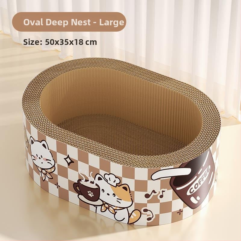 Πίνακας γρατσουνίσματος για γάτες με ενσωματωμένο κρεβάτι, από κυματοειδές χαρτί, μάρκα 7o, μοντέλο QW10309, απλό στυλ